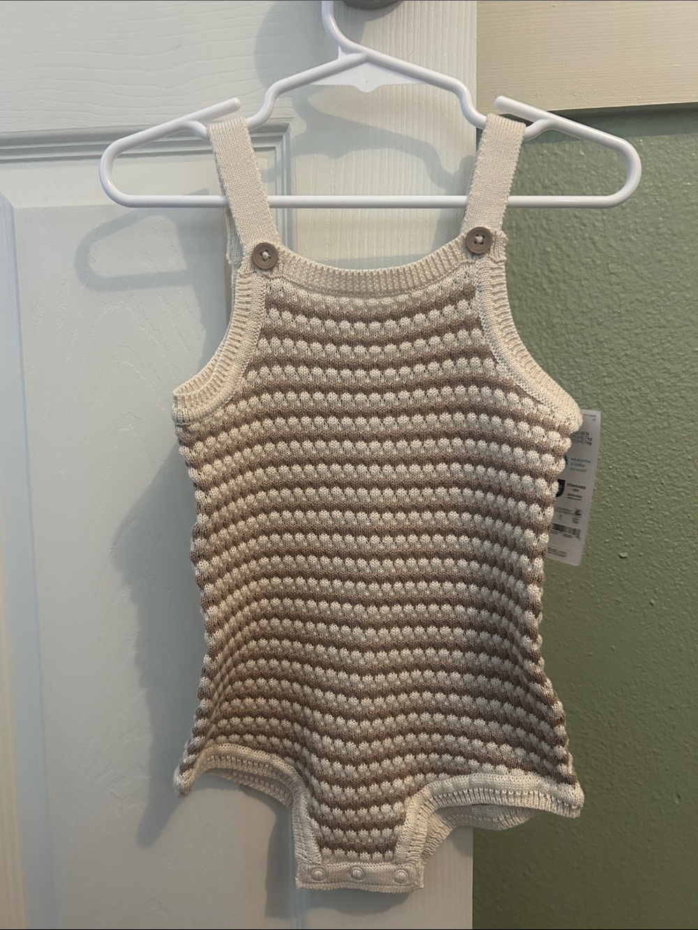 Carter's Cream and Brown Knit One-Piece Bodysuit